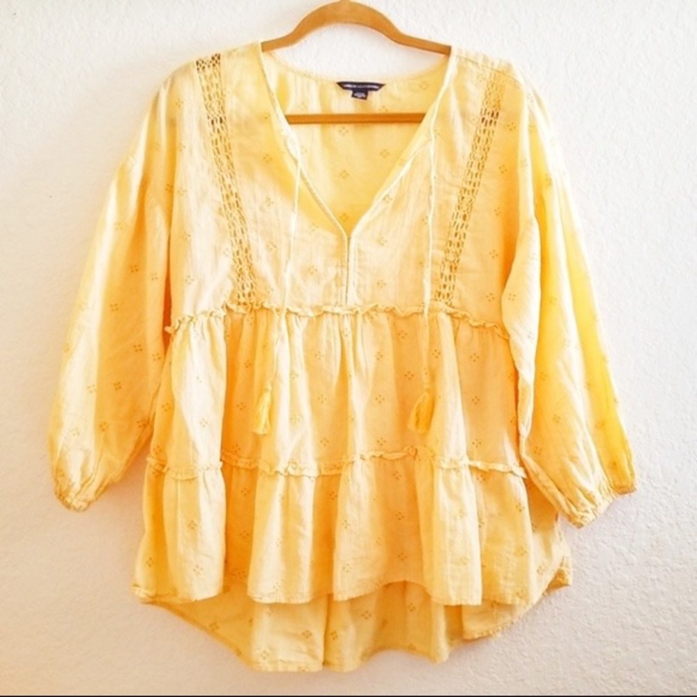 NWOT American Eagle Yellow Flowy Top